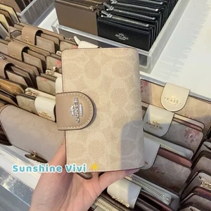 NWT Coach Medium Corner Zip Wallet In Signature Canvas CW786 Silver/Sand/Taupe - Picture 1 of 6