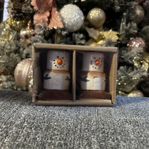 Amici Home Marshmallow Schneemann S'mores Salz und Pfeffer Set Neu - Bild 1 von 3