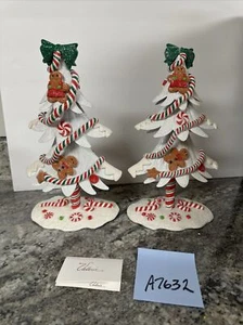 2 Rare White Metal 10.5” Gingerbread Peppermint Garland Tree Valerie Parr Hill - Picture 1 of 24