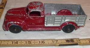 HUBLEY STAKE BED DELIVERY TRUCK DIECAST TOY 1940s IN RED COMPLETE - Picture 1 of 4