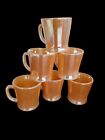 Set 6 Fire King Peach Lustre Coffee Cups Mugs Retro Anchor Hocking Pyrex Vintage