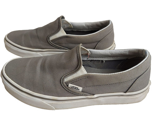 Scarpe VANS donna taglia 8 o uomo 6 5 grigio tela slip on basse "fuori parete"