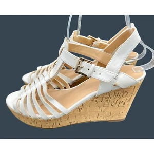 Women's White Sling Back Wedge Sandal, size 7Medium, Liz Claiborne - Picture 1 of 9