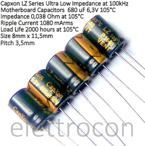 5 pezzi Condensatore 680uF 6,3V 105°C CAPXON LZ Ultra Low ESR per Schede Madri - Imagen 1 de 2