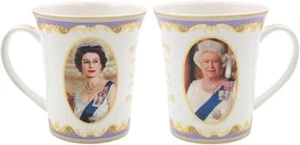 Juego de 2 tazas de café conmemorativo de la reina Isabel II en caja - Imagen 1 de 2