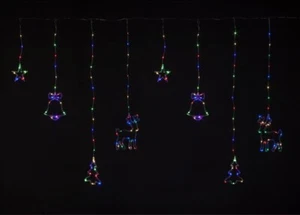 Star Curtain Lights Christmas Decoration 2x1.2m Bell Reindeer 175 LED CL10058 - Picture 1 of 5