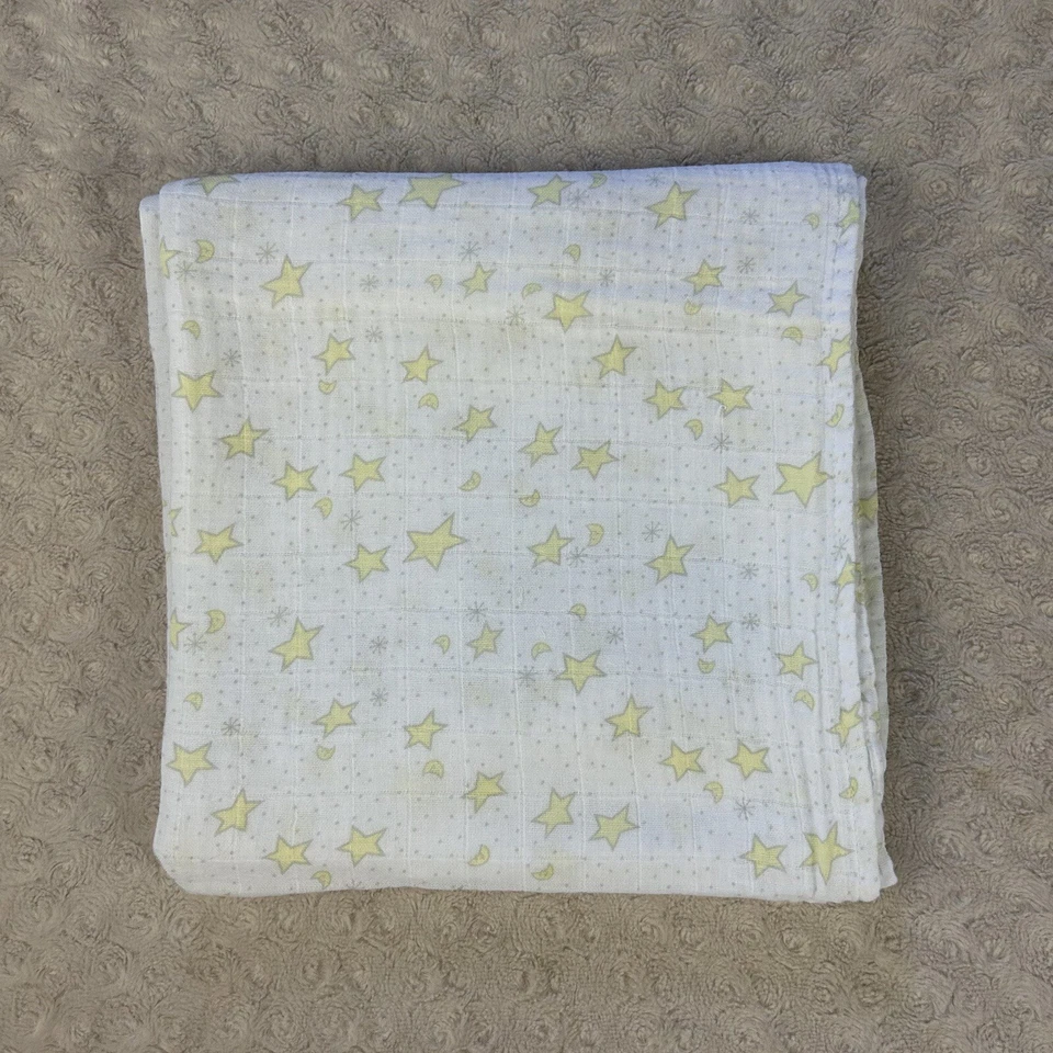 Manta bebé Swaddle Designs estrellas lunas amarillas muselina algodón gris puntos blancos Foto 1 de 4