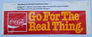 Vintage 1980's Coca Cola Coke Bumper Sticker Go For The Real Thing - Picture 1 of 7