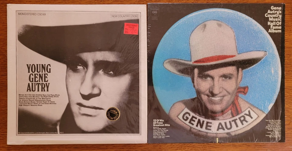 Lot of 2 Gene Autry Vinyl LP Albums BOTH EX/EX IN SHRINK 1 IS A YOUNG PROMO HTF Foto 1 de 4