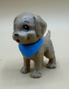 Barbie Plastic Pet Dog Puppy Mattel Brown Fur Blue Bandanna 2” Figure Toy - Picture 1 of 7