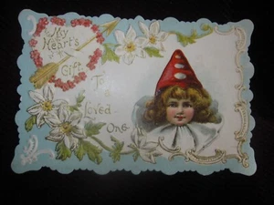 Vintage Valentine Joker Greeting Card " MY HEARTS GIFT TO YOU A LOVED ONE" - Picture 1 of 8