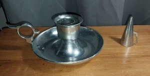 Portacandele da camera in peltro vintage con tampone - Foto 1 di 6