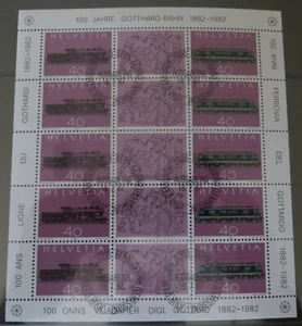 Schweiz 1982 gestempelter Kleinbogen MiNr. 1214-1215 100 Jahre St.-Gotthard-Bahn - Bild 1 von 1