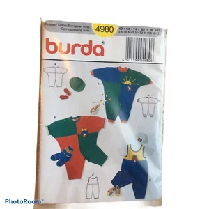 Sealed UNCUT Burda Sewing Pattern 4980 80s Romper Jumper 3mo - 24mo Boys infant - Picture 1 of 3