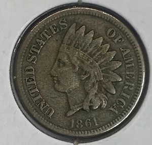 1861 Indian Head Cent, VF (5801) - Picture 1 of 2