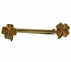 Four Leaf Clover Irish Shamrock Antique Collar Bar Holder Pin Adjustable Width
