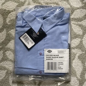 Dickies | Ladies Women’s Short Sleeve Oxford Weave Blue Work Shirt | BNWT - Picture 1 of 2