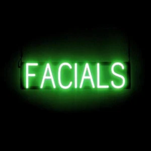 SpellBrite FACIALS Sign | Neon Facials Sign Look, LED Light | 25.3" x 6.3" - Picture 1 of 11