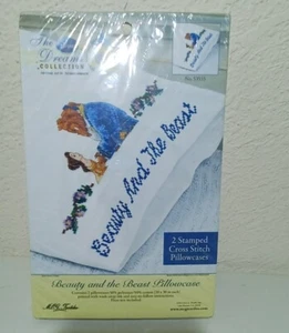 Disney Dreams Collection Beauty And The Beast cross stitch Pillowcase - Picture 1 of 2