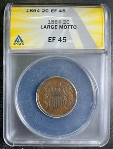 ANACS XF45 1864 Two Cent Piece 2c Estate Fresh Certified Type Coin A6 - Picture 1 of 2