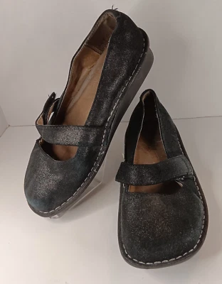 Sapatos Alegria 7.5 EUA Flats 38 EUR Preto Camurça Glitter Brilhante FEL 211 Conforto  - Imagem 1 de 4