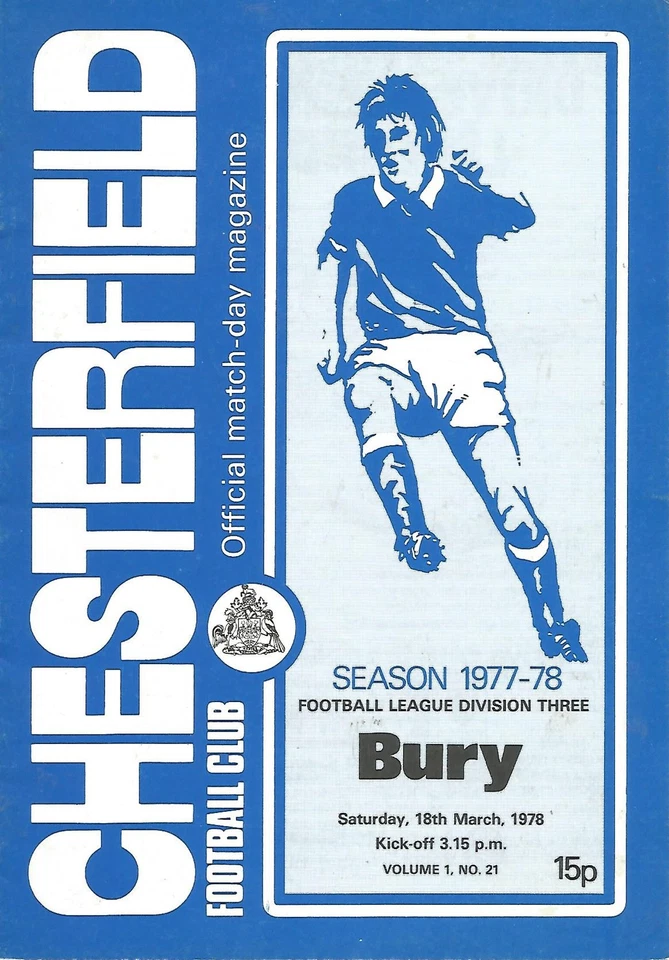 Football Programme - Chesterfield v Bury - Div 3 - 18/3/1978 - Image 1 of 1