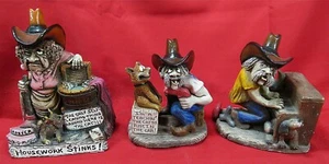 3 VINTAGE BILL VERNON SHADE TREE CREATIONS COWBOY SCULPTURES FIGURINES LOT #1 - Picture 1 of 10