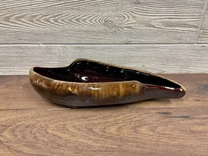 Maceta de cerámica Redware vintage de Adriane - esmalte por goteo marrón mediados de siglo moderna - Imagen 1 de 5