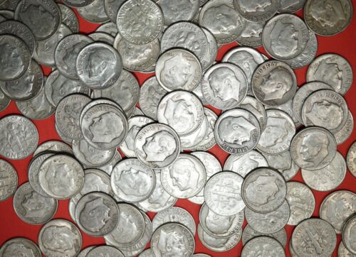 New ListingLot of 30 Roosevelt Dimes 90% Silver Coins Random Dates fr 1946-64 Ag-F/Vf #Rd30