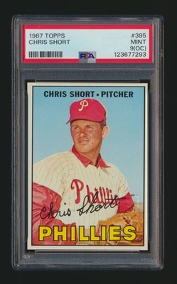 1967 Topps #395 Chris Short Phillies PSA 9 MINT (OC) *7293 - Image 1 of 2