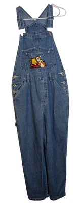 Vintage Winnie The Pooh Denim Overalls Bibs Women Small Disney Embroidered 90s - Image 1 of 4