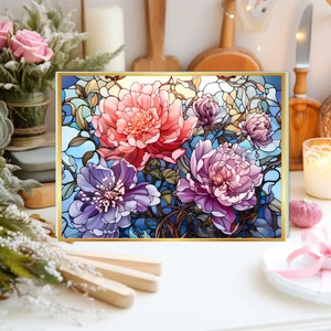 8X11 Tempered Glass Cutting Board-Stain Glass Sublimation Flowers-Kitchen - Picture 1 of 1