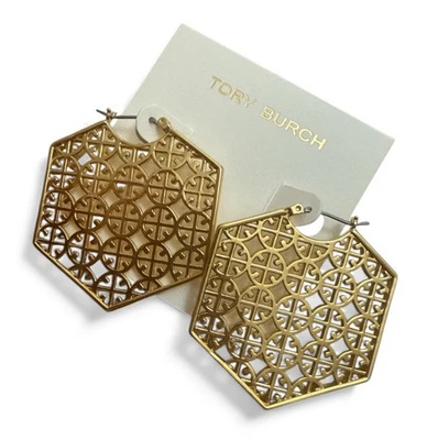 Pendientes Tory Burch Oro Hexágono Logo💛 Foto 1 de 4