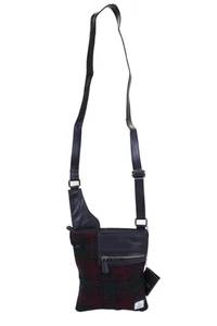 Harris Tweed Womens Leather Plaid Tweed Crossbody Bag Black Size Medium - Picture 1 of 5