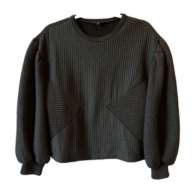 Suéter Express Para Mujer XS Boho Chic Gran Tamaño Manga Globo Acanalado Elástico Top Foto 1 de 4