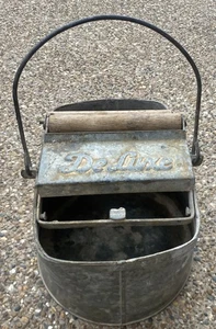 Vintage Roller Mop Bucket with Wooden Rollers- Antique Farmhouse Wringer Pail - Picture 1 of 9