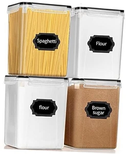 Large Airtight Food Storage Containers / 195oz, BPA Free, 4pcs 5.2L Black - Picture 1 of 7