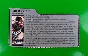 GI Joe Snake Eyes Commando V3 1988 File Card Only - Bild 1 von 4
