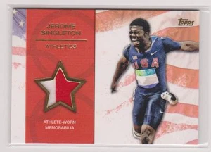 RARE 2012 TOPPS OLYMPIC JEROME SINGLETON 2 COLOR GOLD RELIC CARD /25 ~ TRACK - Picture 1 of 2