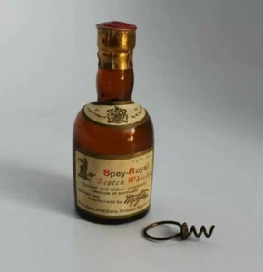 Botella Antq Pre-Pro 1900s Mini Spey Royal etiqueta completa y sello vacío con sacacorchos - Imagen 1 de 12
