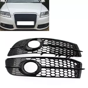1 Pair Bumper Honeycomb Fog Light Grille Cover Fit Audi A6 C6 Facelifted - Picture 1 of 11