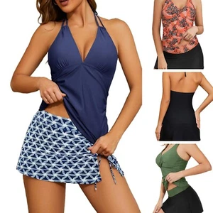 Tankini SET Swimming Costume Womens Two Piece Set | Swim Dress V Square Neck - Picture 1 of 77