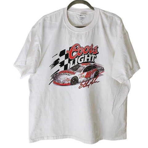 STERLING MARLIN VINTAGE NASCAR White T-SHIRT COORS LIGHT - Mens SIZE XL Cover