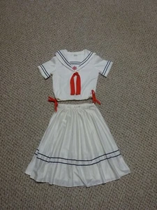 Girls 2 Piece Set Skirt Top Sailor Nautical White Size 8 Pleated  - Picture 1 of 7