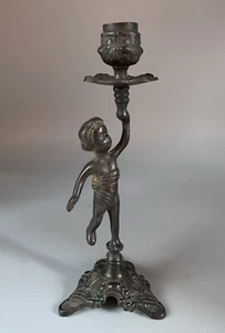 Eisenguss Kerzenständer; Figur Knabe; H24cm, 0.57kg - Bild 1 von 7
