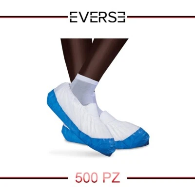 500 pezzi copriscarpe monouso in PLP - suola in CPE AJSIA 16199 bianco/blu - Immagine 1 di 4