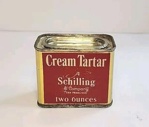 Schilling & Company San Francisco Cream of Tartar Tin 2 oz Red Vintage # - Picture 1 of 4