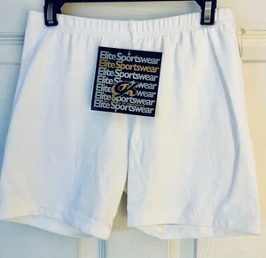 GK WHITE WORKOUT SHORTS LADIES SMALL DANCE CHEER GYMNASTICS COTTON/SPANDEX Sz AS - Picture 1 of 9