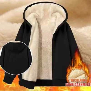 Mens Fleece Sweatshirt Full Zip Up Thick Sherpa Lined Hoodie Hooded Jacket Coat - Picture 1 of 18