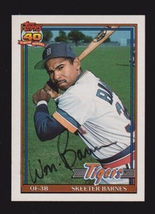 1991 TOPPS #5 T  Skeeter Barnes  DETROIT TIGERS  SIGNED AUTOGRAPH AUTO COA